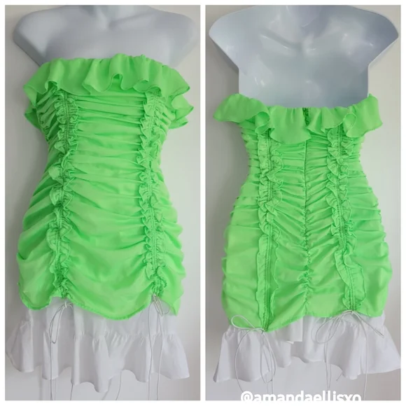 asos neon green dress Giselle Ruffle Maxi Dress - Lime Green